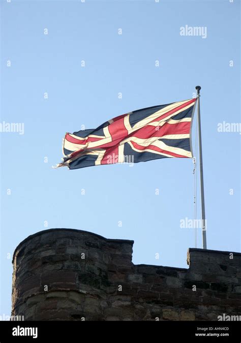 Tamworth Castle Tower Flying The Union Jack Flag Stock Photo Alamy