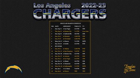 Chargers Schedule Printable Zea Lillis