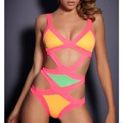 Sexy Slim Cross Strap One Piece Bikini Swimwear Bikinis Swimsuits Clothing Apparel
