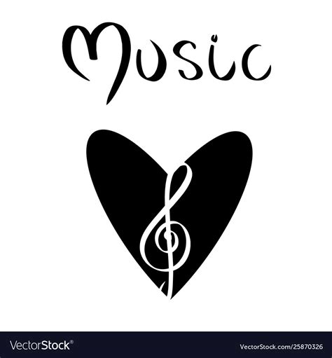 Music Sign Logo Black Love Heart Treble Clef Vector Image