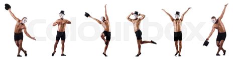 Naked Muscular Mime Isolated On White Stock Image Colourbox