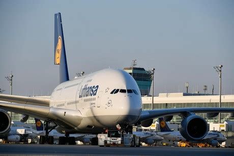 Lufthansa Airbus A380800 Push Back Truck Editorial Stock Photo Stock