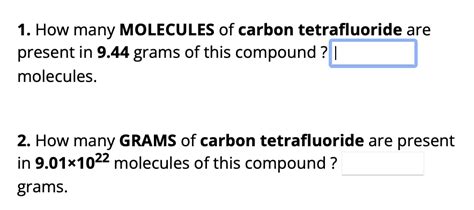 How Many Molecules Of Carbon Tetrafluoride Are