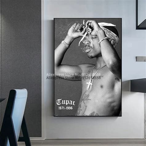 Tupac Shakur 2PAC Smoking Wall Art Picture Rapper Star Poster Canvas