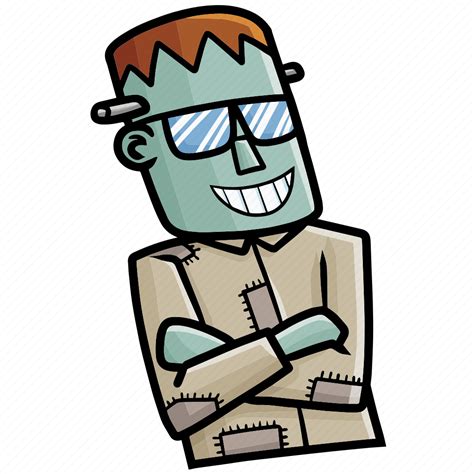 Frankenstein Cartoon Funny Halloween Smile Character Horror Icon