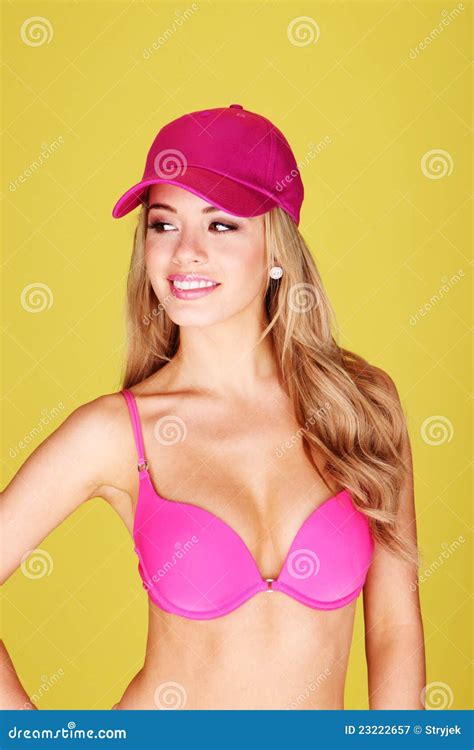 Pretty Busty Blonde In Bikini Stock Image Image Of Portrait