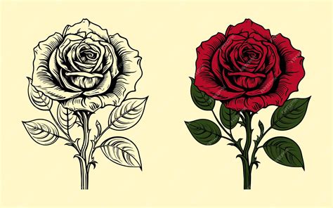 Premium Vector Red Rose With Green Leaf Vector Illustration