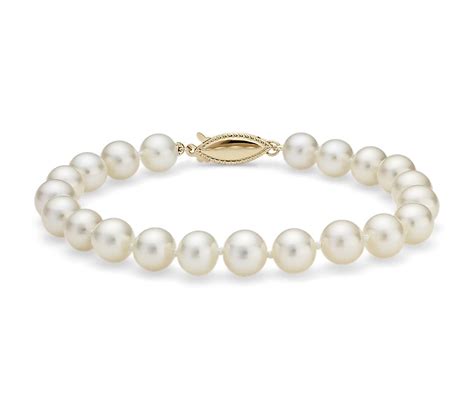 Freshwater Cultured Pearl Bracelet In 14k Yellow Gold 70 75mm Blue Nile Bg