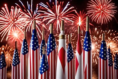 Premium AI Image Fireworks Explode Behind A Flag With A Fireworks