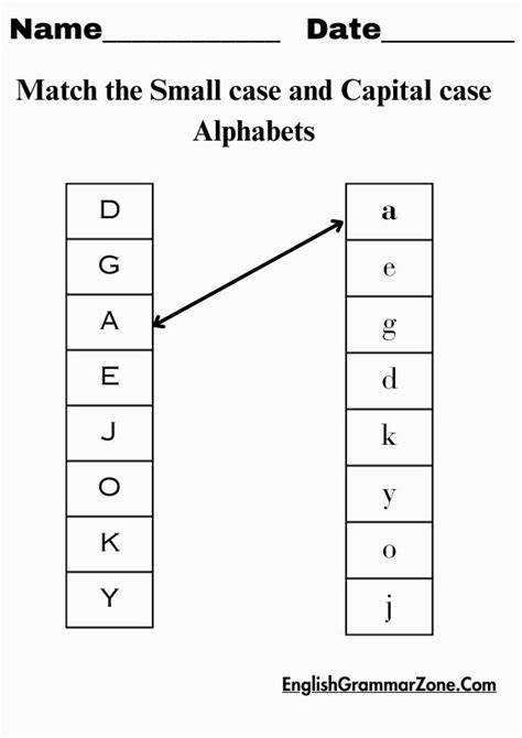 Matching Upper Case And Lower Case Letters Worksheet For Kindergarten