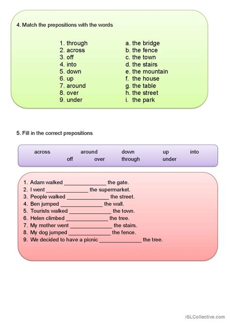 Prepositions Of Movement English Esl Worksheets Pdf And Doc