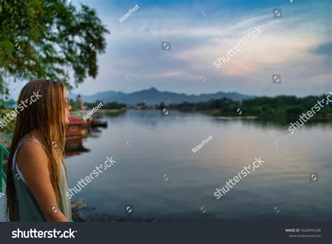 Profile Blonde Girl Wet Hair Contemplating Stock Photo 1624976248