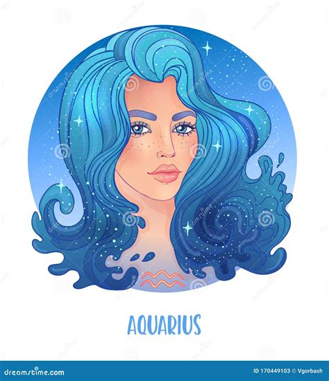 Illustration Of Aquarius Astrological Sign As A Beautiful Girl Zodiac