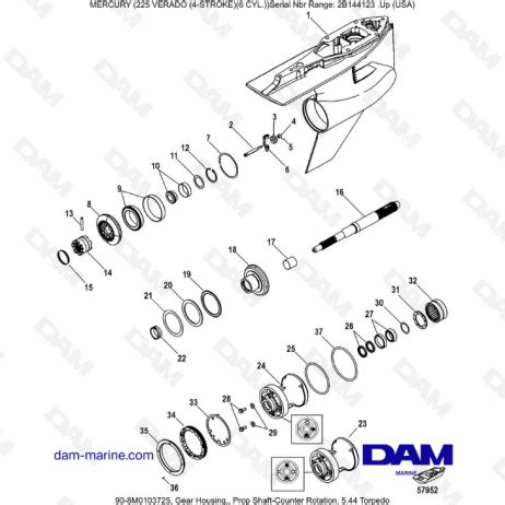 Mercury 225 Verado 2B144123 Gear Housing Prop Shaft Counter