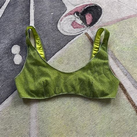 Oséree Lumiere s bikini top glitter lime green Depop