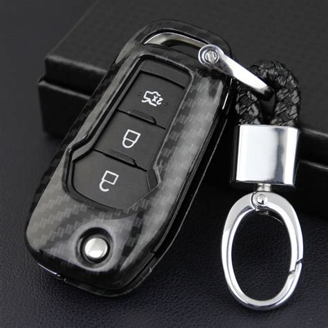 Silicone Carbon Fiber Car Remote Smart Key Case Cover For Ford Focus