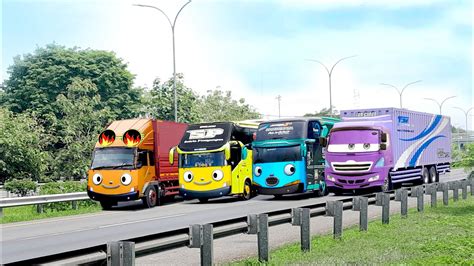 Dijalan Ini Ada Banyak Mobil Truk Trailer Besar Bus Telolet Basuri