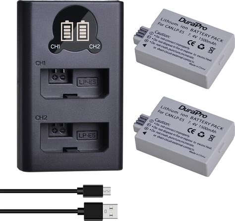 Batmax 2pcs Lp E5 Replacement Battery And Dual Charger With Type C Port