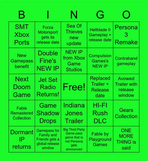 Xbox Games Showcase 2023 Predictions Bingo Card