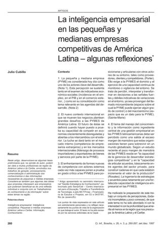 La Inteligenica Empresarial En Las PequeñAs Y Medianas Empresas