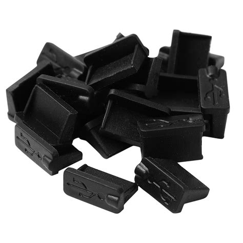 20 Pcs Black Rubber Usb A Type Female Anti Dust Plugs Stopper Cover