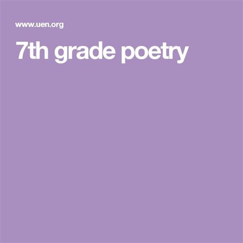 7th Grade Poetry Poetry Poetry Unit Grade