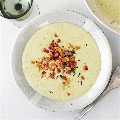 Potato Leek And Broccoli Soup With Pancetta Crumbs Recipe Grace Parisi