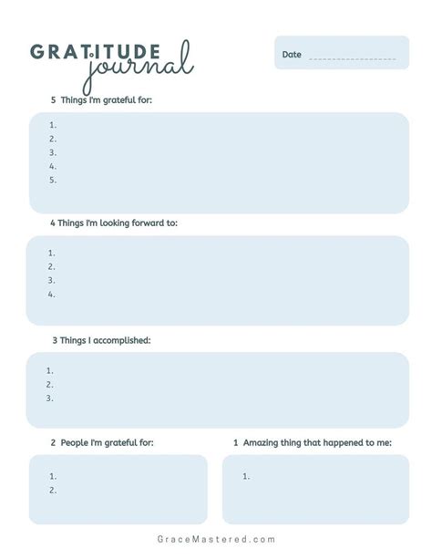 Free Printable Gratitude Journal Template Grace Mastered Gratitude