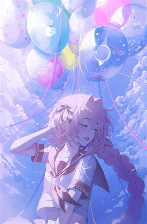 Safebooru 1boy Astolfo Fate Astolfo Sailor Paladin Fate Balloon Blue Sky Blush Bow Braid