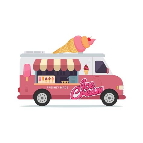 Ice Cream Truck Vector Flat Illustration 2423025 Vector Art At Vecteezy