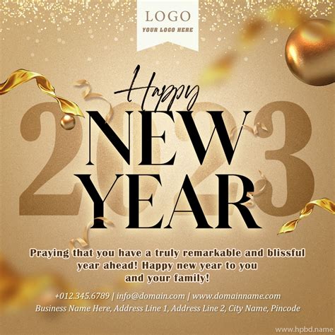 Luxury Golden Happy New Year 2023 Wishes With Company Logo in 2023 ...