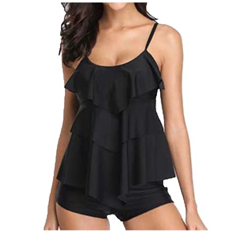 Tankini Swimsuits For Women Two Piece Bathing Suits Ruffle Tops With Boy Shorts Bikini Sets For