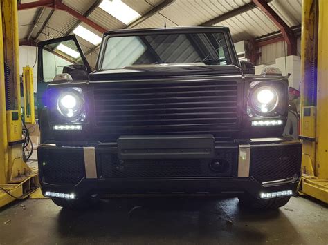 Amg G63 Front Spoiler Lip With Led Daytime Running Lamps High End