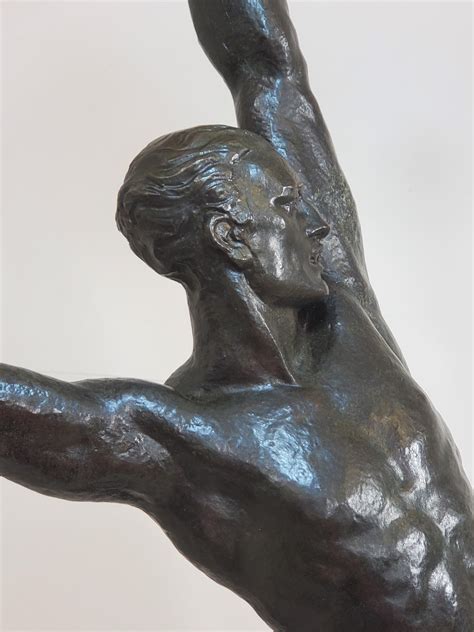 Large Original French Art Deco Bronze Of A Semi Nude Male Athlete By Le Faguays For Sale At StDibs