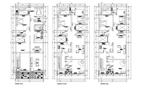 Floor Plan Of 3 Storey Residential Building 800mtr X 1900mtr With