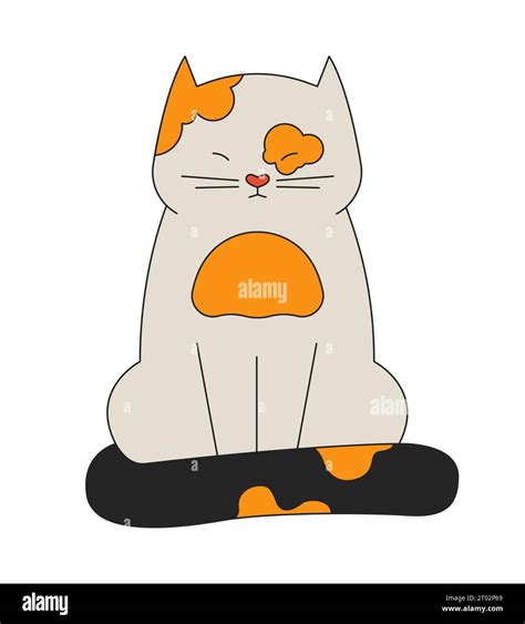 Sleepy cat squinting eyes 2D linear cartoon character Stock Vector ...