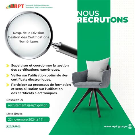 Responsable De La Division Gestion Des Certifications Num Riques H F