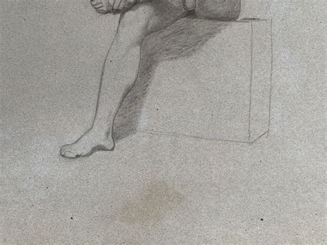 Unknown Academic Study Of Male Nude Two Sided Sketches On Reverce