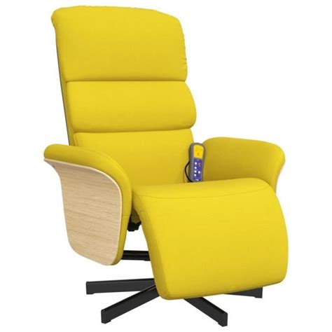 Estink Fauteuil Inclinable De Massage Repose Pieds Jaune Clair Tissu