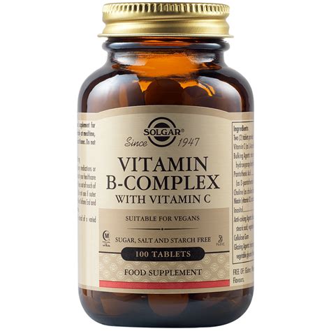 B Complex Cu Vitamina C 100 Tablete Solgar Farmacia Tei Online