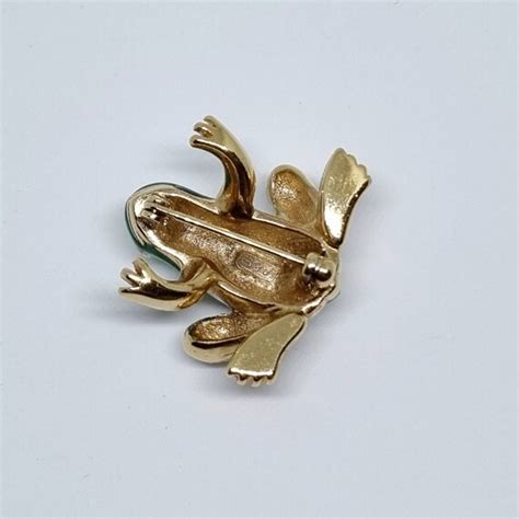 Attwood And Sawyer Frog Brooch Vintage Gold Plated E Gem