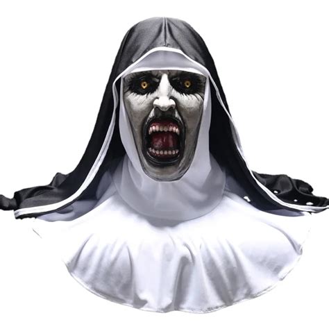 The Nun Horror Mask Cosplay Valak Scary Latex Masks With Headscarf Veil