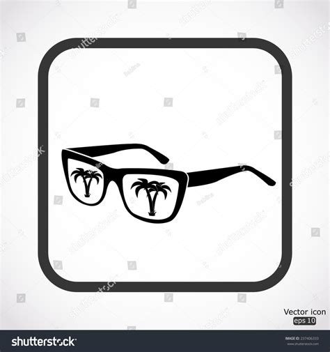 Sunglasses Tropical Island Reflection Icon Black Stock Vector Royalty Free 237406333