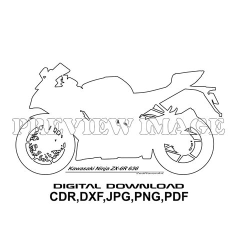 Kawasaki Ninja Zx 6r 636 Motorcycle Motorbike Vector Graphic Digital