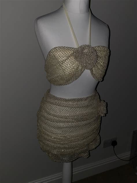 Handmade Nude Flower Sequin Co Ord Set Etsy