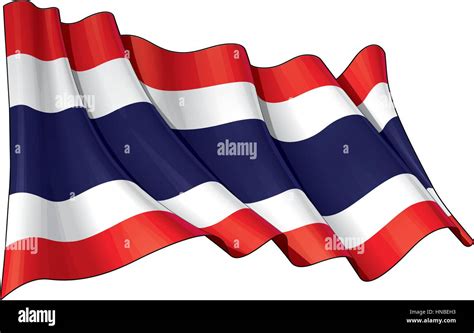 Vector Illustration Of A Waving Thai Flag All Elements Neatly