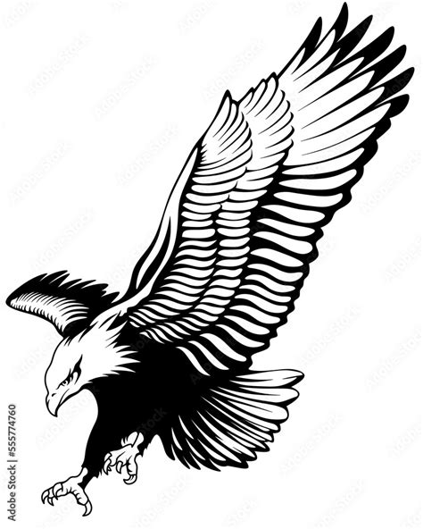 Black and white eagle clipart. Symbol of freedom. Isolated illustration ...