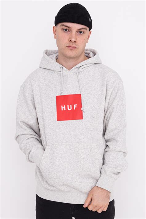 Huf Essentials Box Logo Hoodie Pf00465 Athhr Athletic Heather