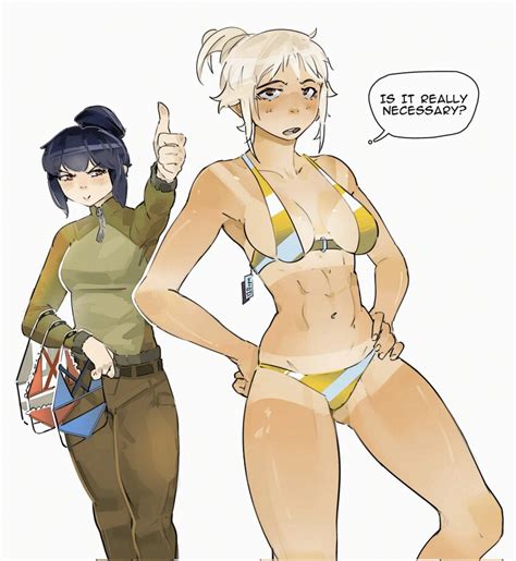 Funkiflame Original Highres 2girls Abs Bikini Black Hair