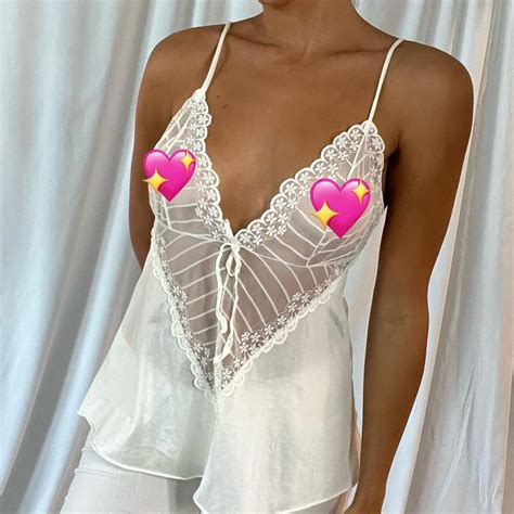 True Vintage Lingerie Top Stunning Details Ivory Depop